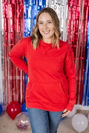 05.20 EN ROUTE Vintage Wash Pocket Pullover - Red