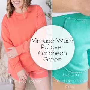 05.20 EN ROUTE Vintage Wash Pullover - Caribbean Green