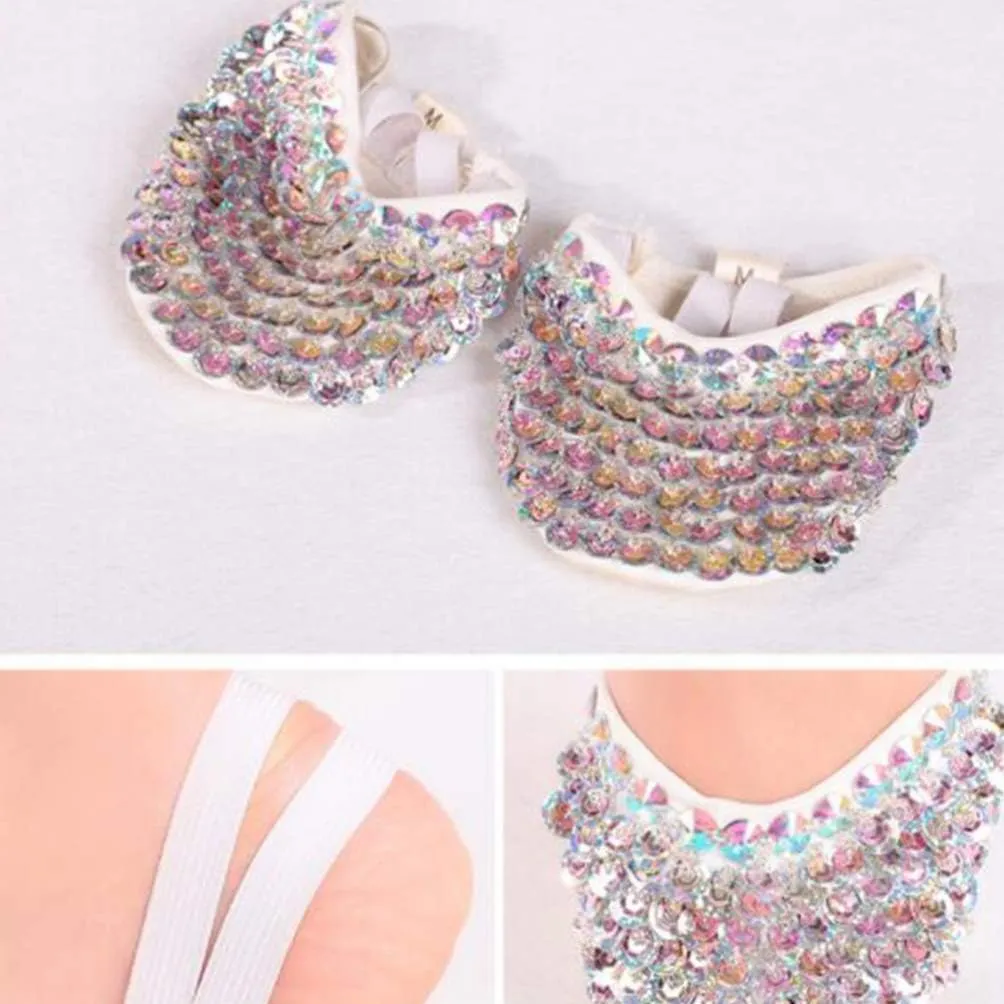 1 Pair Contemporary Pirouette Dance Half Sole Crystal Stretch Lyrical Turning Shoes for Ballet Jazz Girls Women Size S