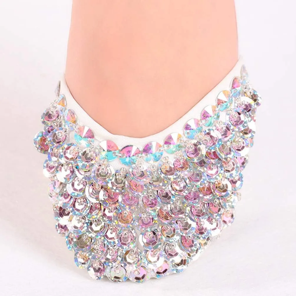 1 Pair Contemporary Pirouette Dance Half Sole Crystal Stretch Lyrical Turning Shoes for Ballet Jazz Girls Women Size S