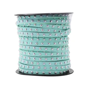 5mm Studded Faux Suede Cord Rope for Jewelry Making - 20 Yards Faux Leather Ribbon - Flat Micro Fiber Leather String Faux Leather Lace with Rivets