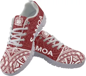 AmzPrint Walking Running Shoes Hawaiian Polynesian Island Ethnic Tribal Print White Sole Samoa Shoes Women Casual Sneakers