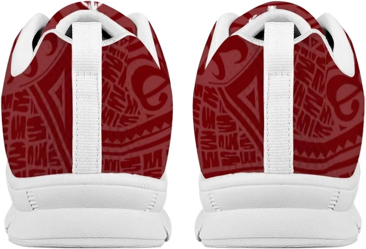 AmzPrint Walking Running Shoes Hawaiian Polynesian Island Ethnic Tribal Print White Sole Samoa Shoes Women Casual Sneakers