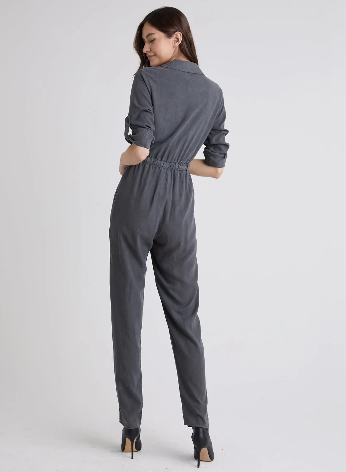 Anchor Roll Tab Sleeve Jumpsuit - Smoke Stack