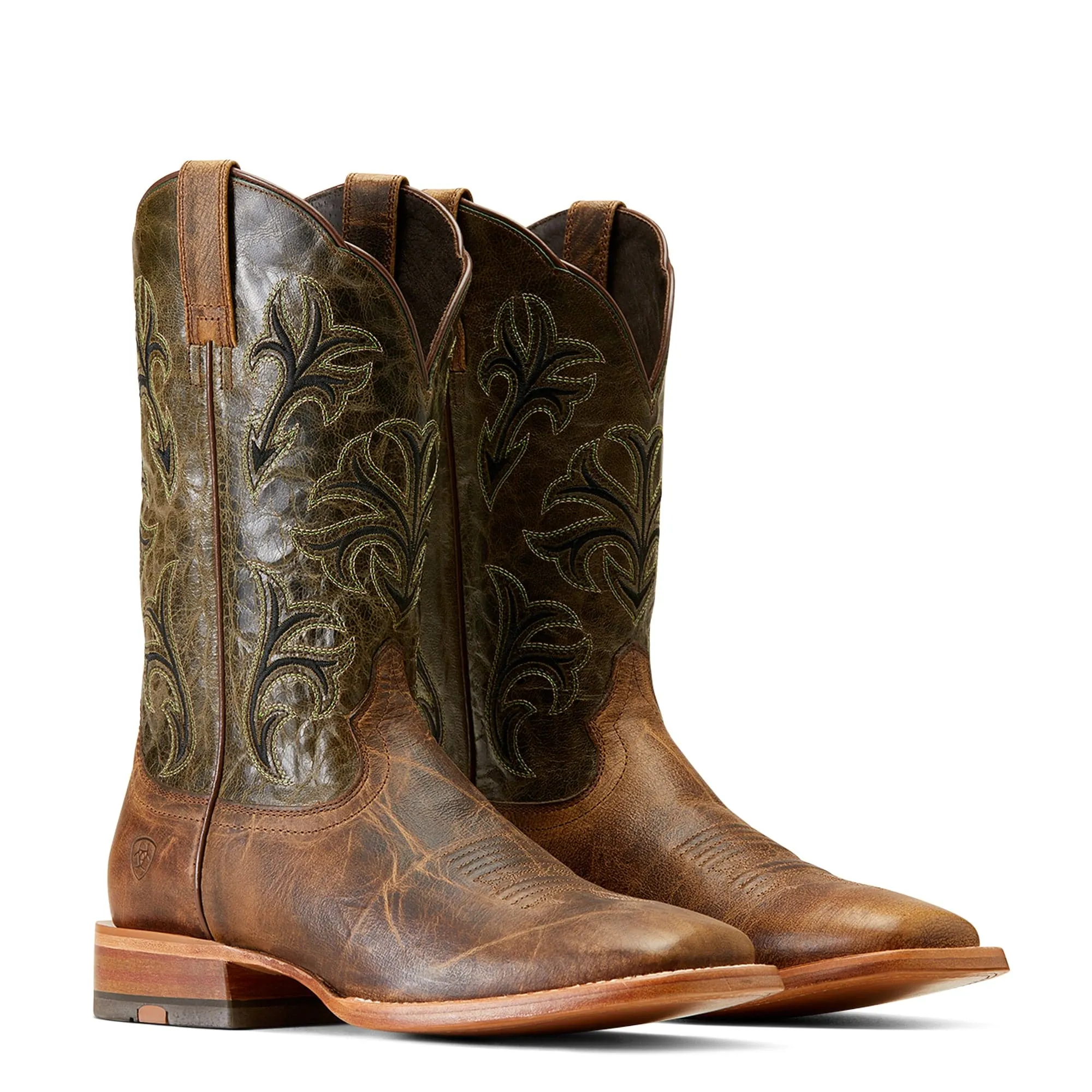 Ariat Mens Cowboss Crinkled Brown/Prairie Green Boot