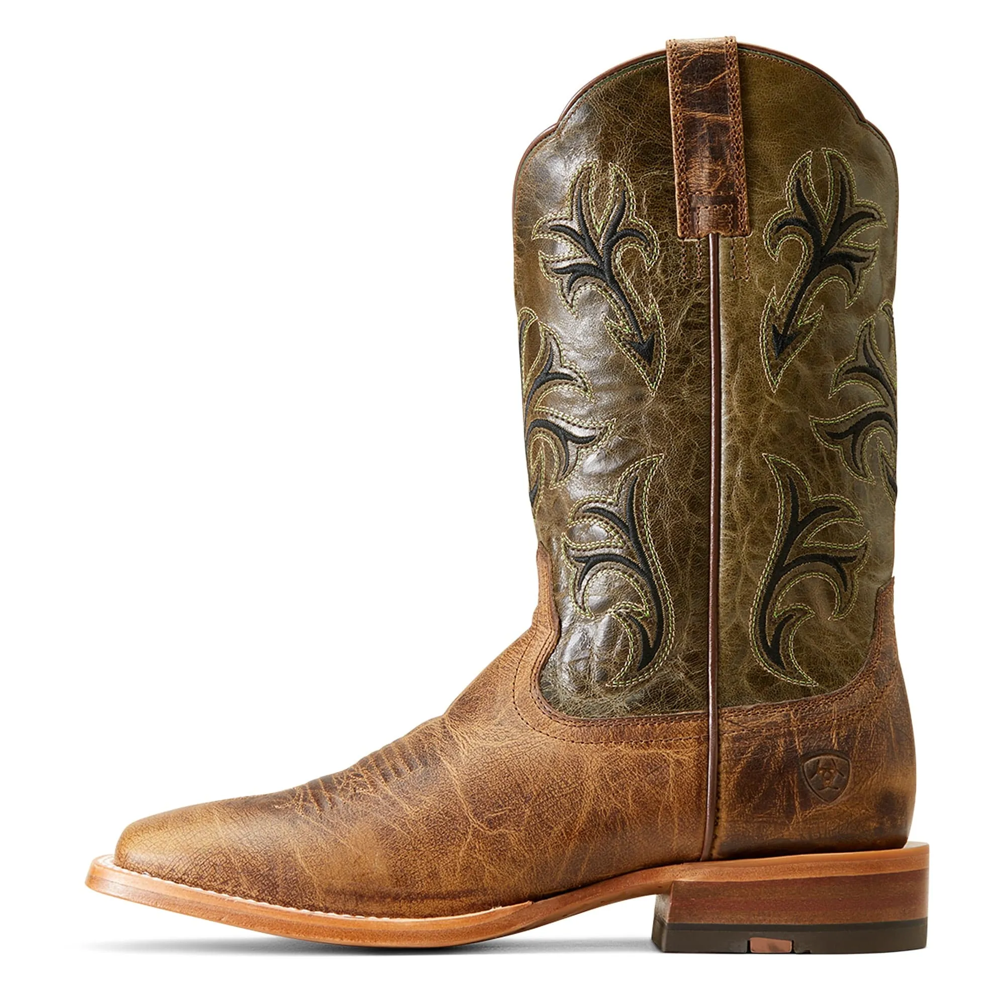 Ariat Mens Cowboss Crinkled Brown/Prairie Green Boot