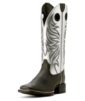 Ariat Women's Round Up Ryder Western Boot in Dark Carbon/ Antique Silver