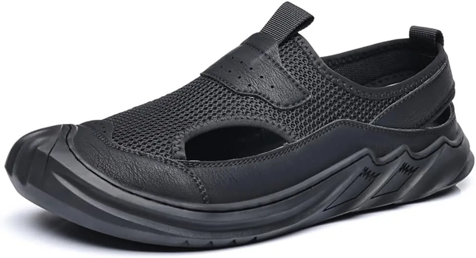 Asifn Men's Mesh Sandals Outdoor Casual Comfort Lightweight Breathable Closed-Toe Beach Shoes Summer Hiking Sport Walking