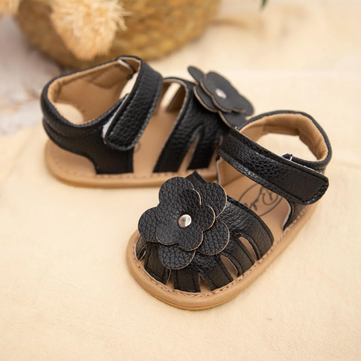 Babelvit Infant Baby Girl Boy Sandals Comfort Premium Summer Outdoor Casual Beach Shoes with Flower Bowknot Anti Slip Rubber Sole Newborn Toddler Prewalker First Walking Shoes