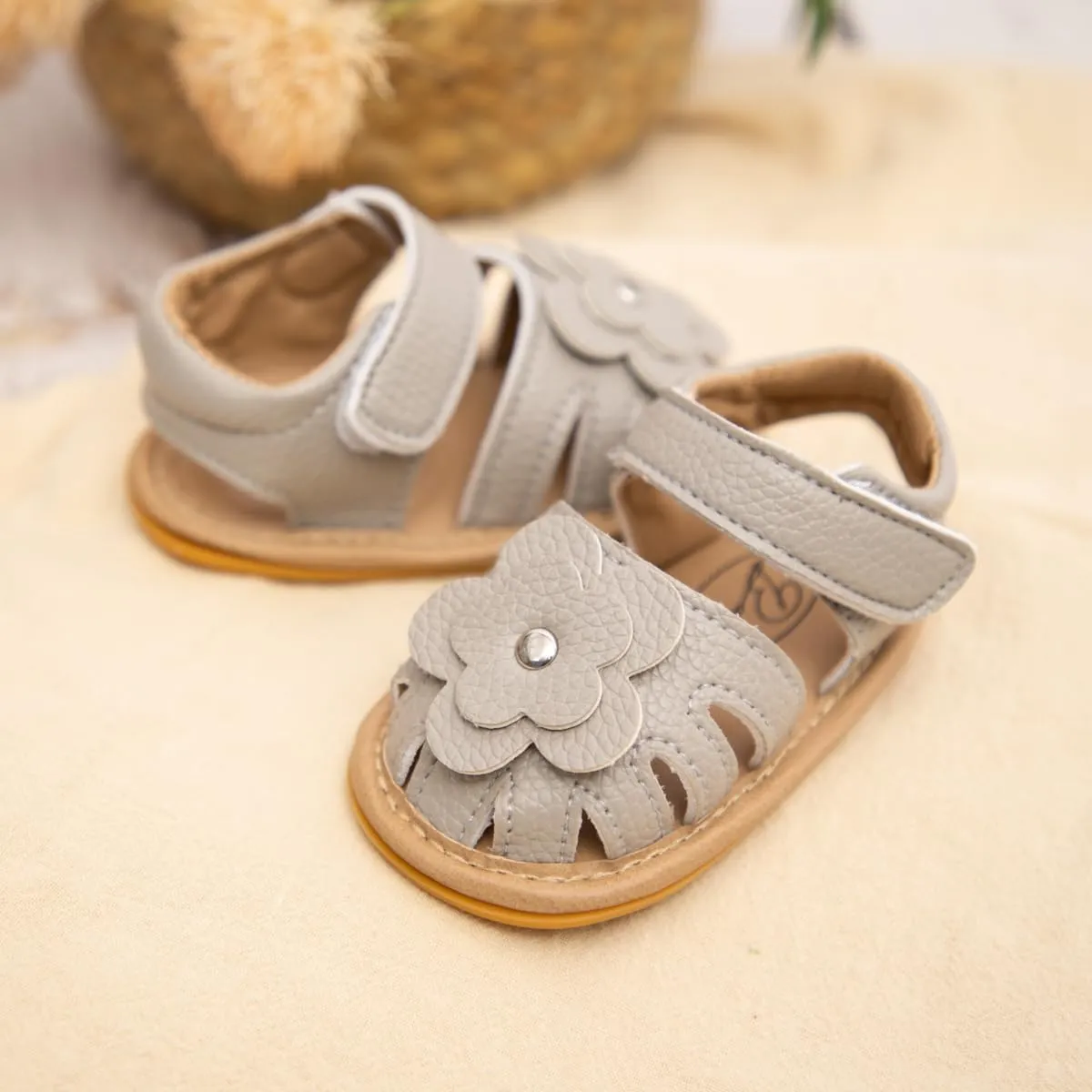 Babelvit Infant Baby Girl Boy Sandals Comfort Premium Summer Outdoor Casual Beach Shoes with Flower Bowknot Anti Slip Rubber Sole Newborn Toddler Prewalker First Walking Shoes