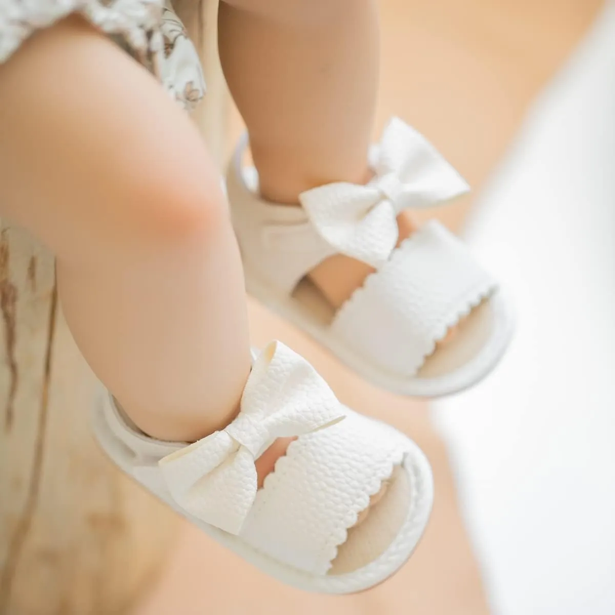 Babelvit Infant Baby Girl Boy Sandals Comfort Premium Summer Outdoor Casual Beach Shoes with Flower Bowknot Anti Slip Rubber Sole Newborn Toddler Prewalker First Walking Shoes
