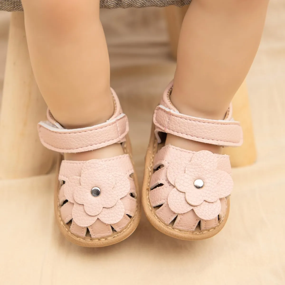 Babelvit Infant Baby Girl Boy Sandals Comfort Premium Summer Outdoor Casual Beach Shoes with Flower Bowknot Anti Slip Rubber Sole Newborn Toddler Prewalker First Walking Shoes