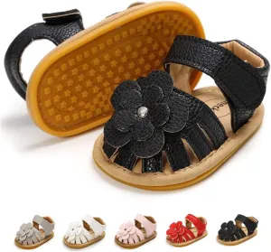 Babelvit Infant Baby Girl Boy Sandals Comfort Premium Summer Outdoor Casual Beach Shoes with Flower Bowknot Anti Slip Rubber Sole Newborn Toddler Prewalker First Walking Shoes