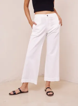Bella Dahl Claire Welt Pocket Crop Pant in White