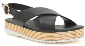 Black Criss-Cross Comfort Platform Sandals