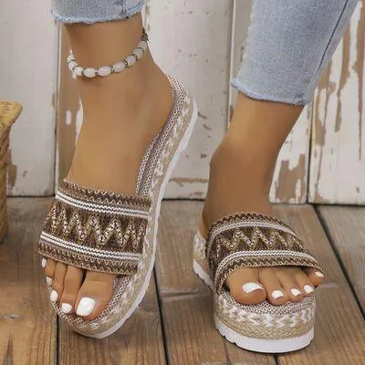 Braided Belt Geometric Weave Platform Sandals