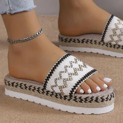 Braided Belt Geometric Weave Platform Sandals