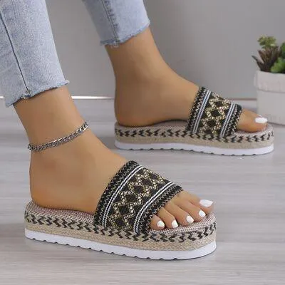 Braided Belt Geometric Weave Platform Sandals