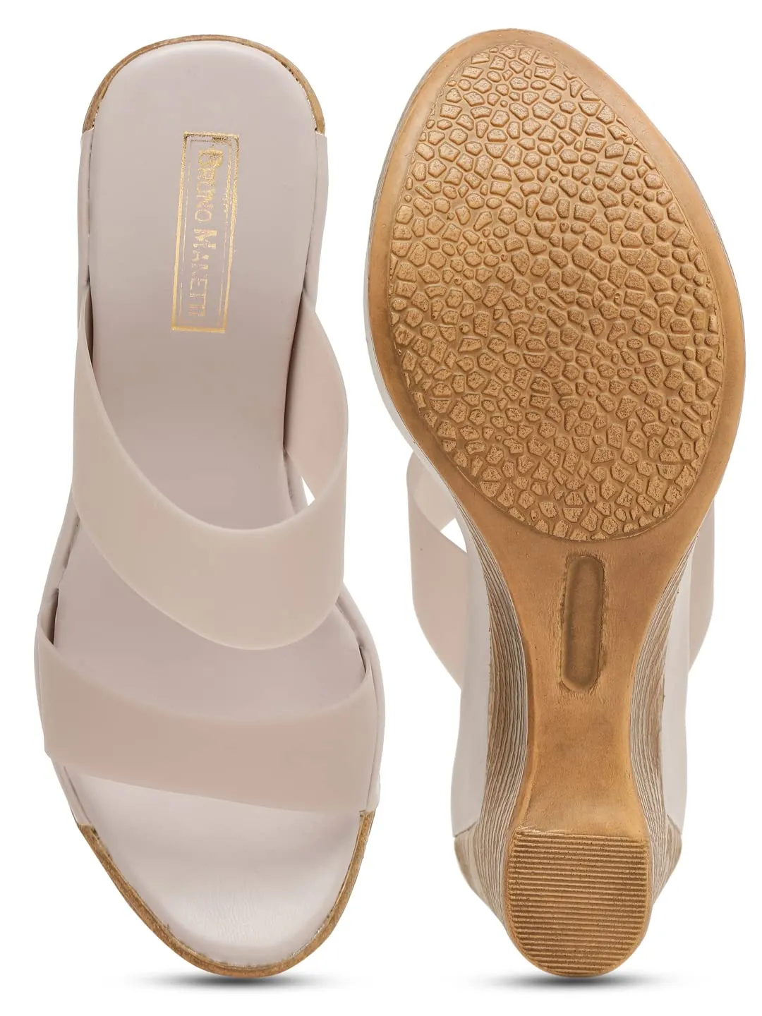 Bruno Manetti Women's Grey Slipon Back Open Round Toe Comfort Wedges