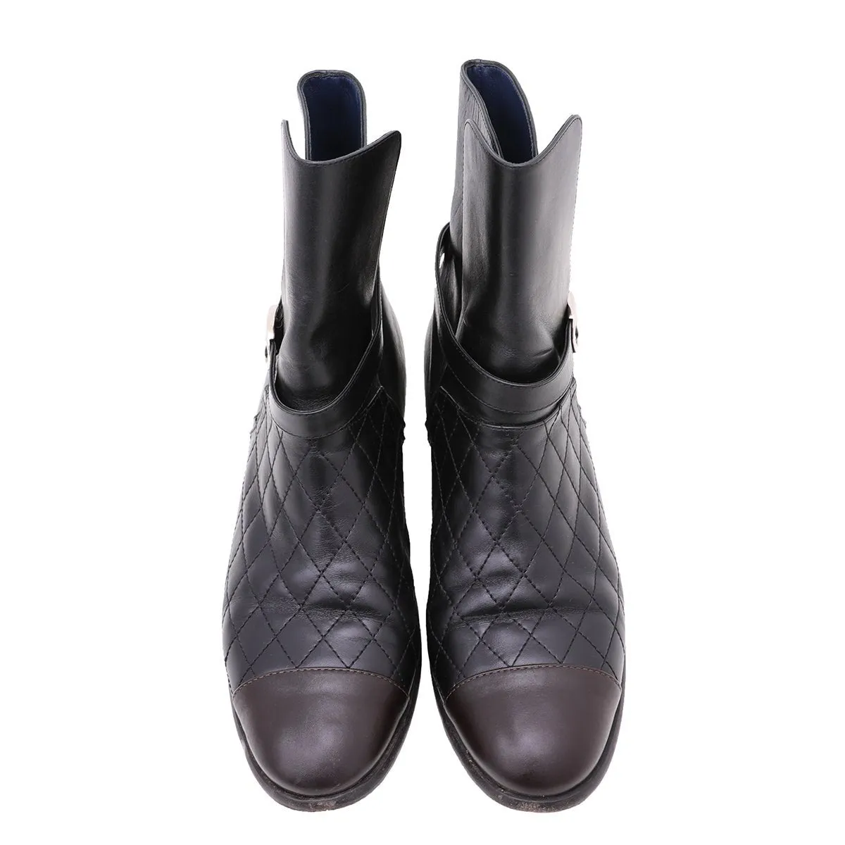 Chanel Bicolor CC Quilted Ankle Boots 39.5