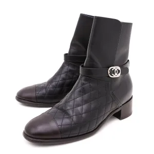 Chanel Bicolor CC Quilted Ankle Boots 39.5
