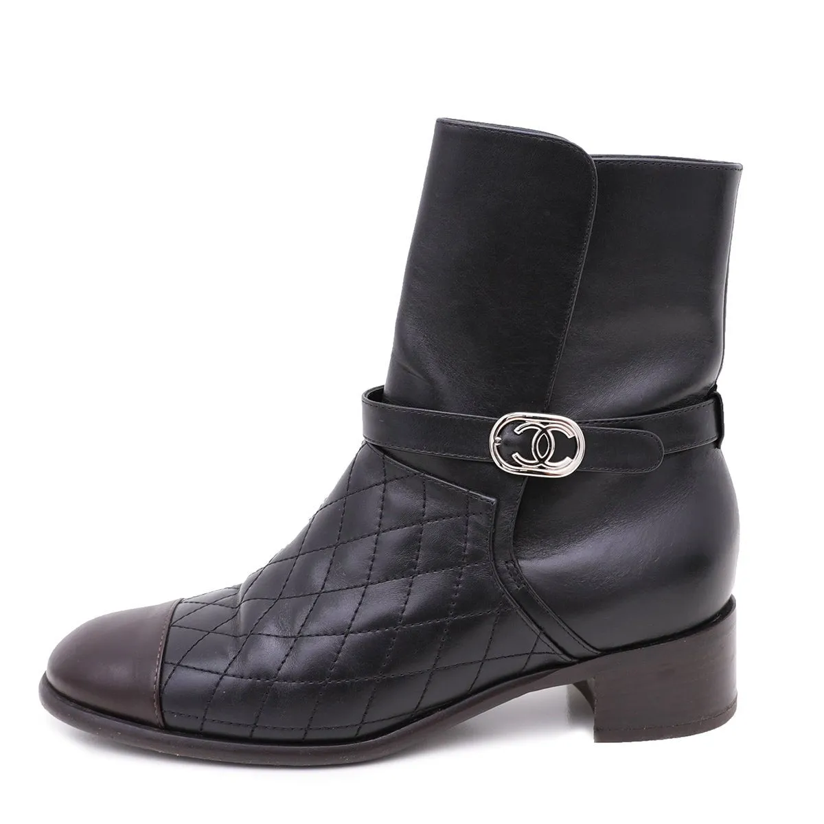 Chanel Bicolor CC Quilted Ankle Boots 39.5