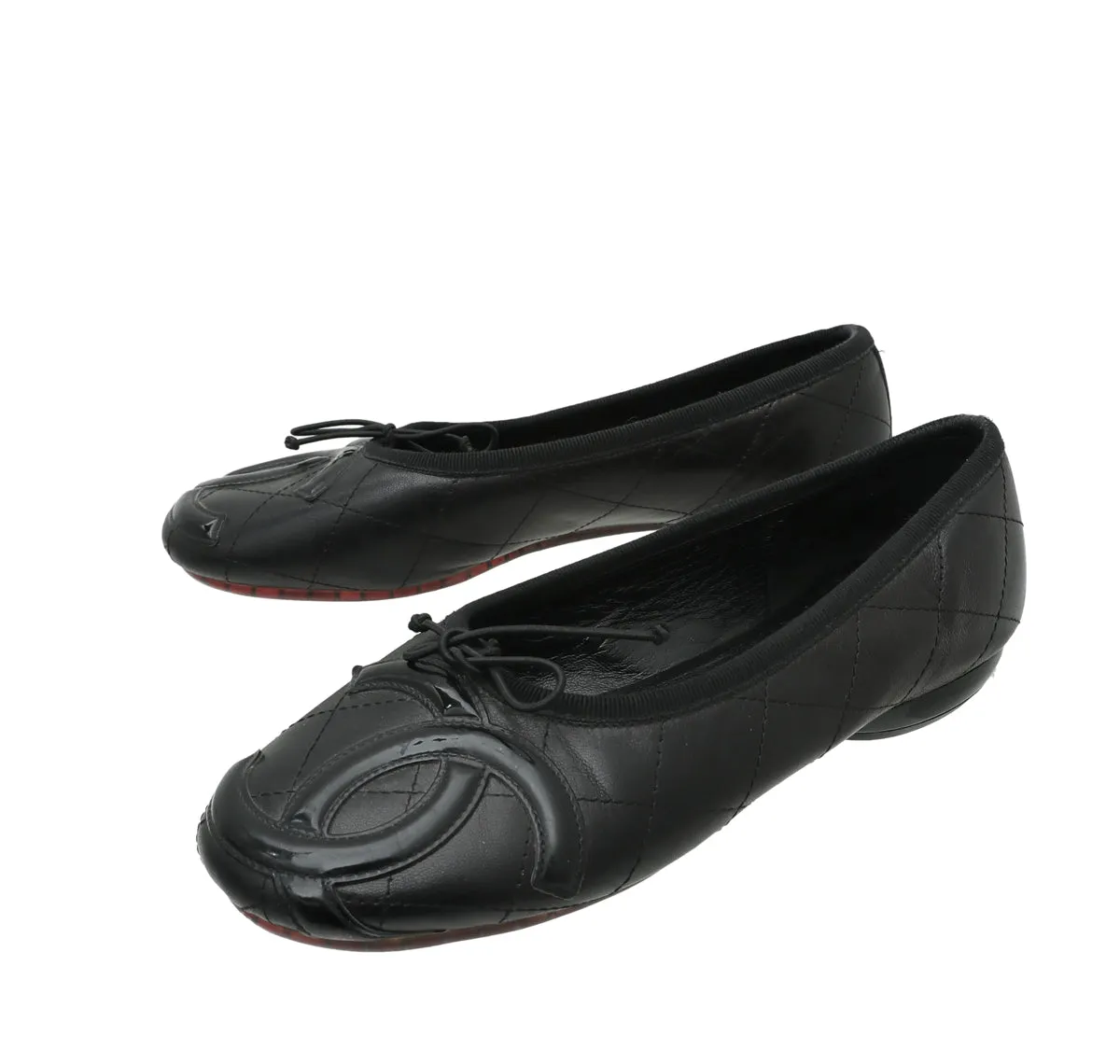 Chanel Black CC Ligne Cambon Ballerina Flats 34
