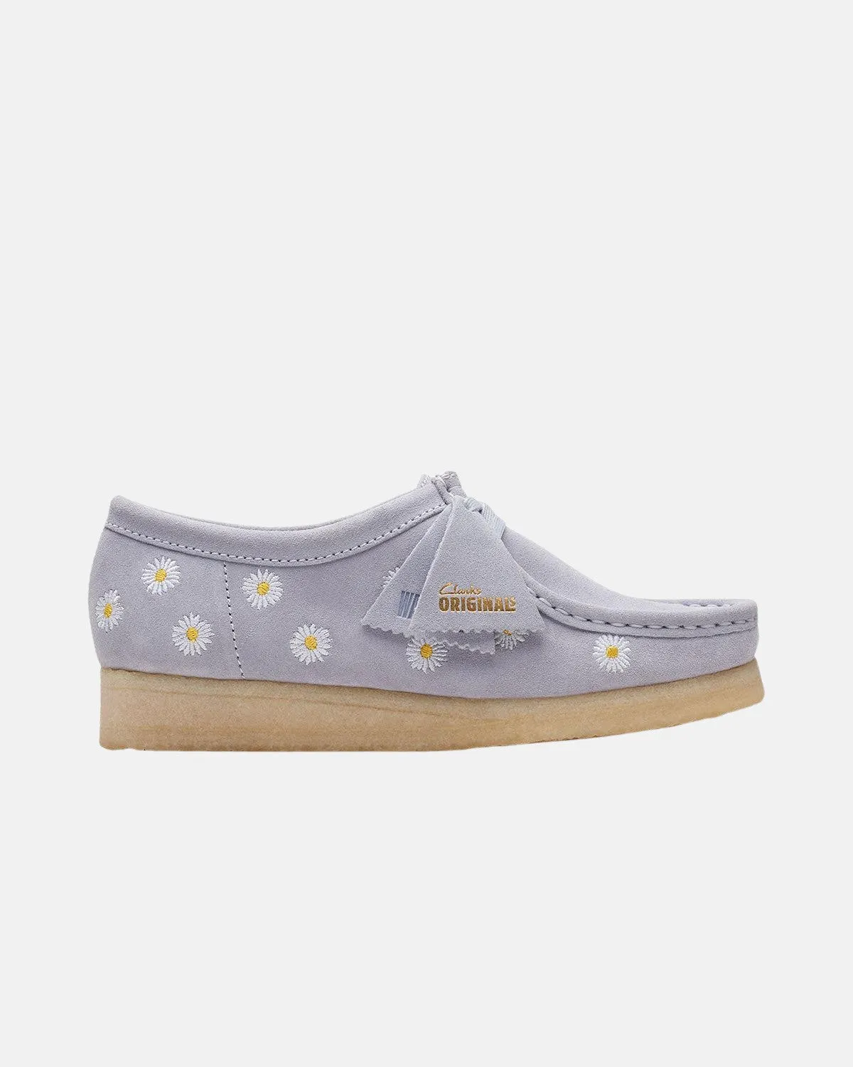 CLARKS ORIGINALS WOMENS WALLABEE SHOES CLOUD GREY EMBROIDERED