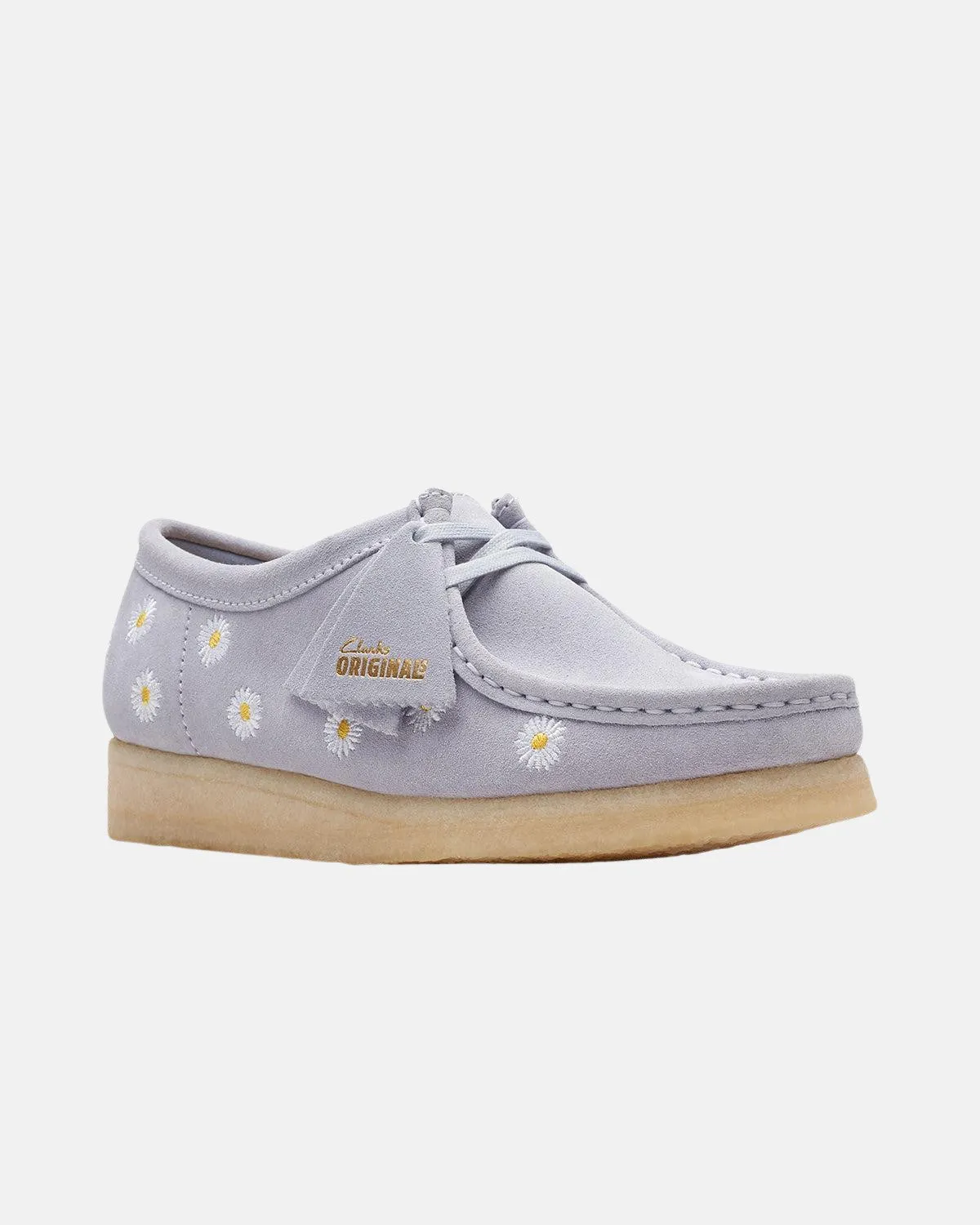 CLARKS ORIGINALS WOMENS WALLABEE SHOES CLOUD GREY EMBROIDERED