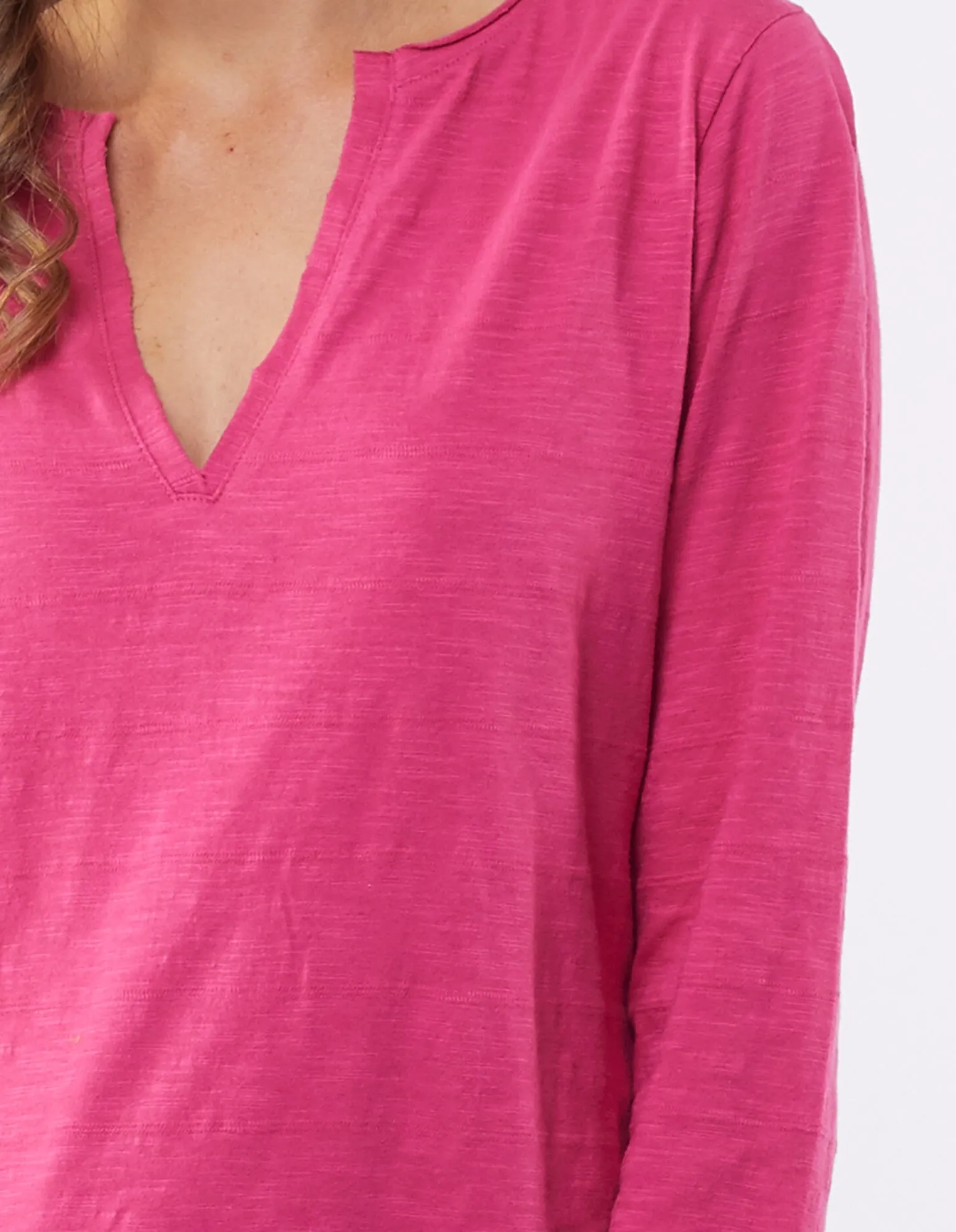 Coles Bay Henley Long Sleeve Tee - Raspberry Sorbet