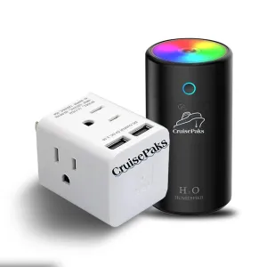 Cruise Essentials USB Colorful Humidifier With Wall plug Bundle