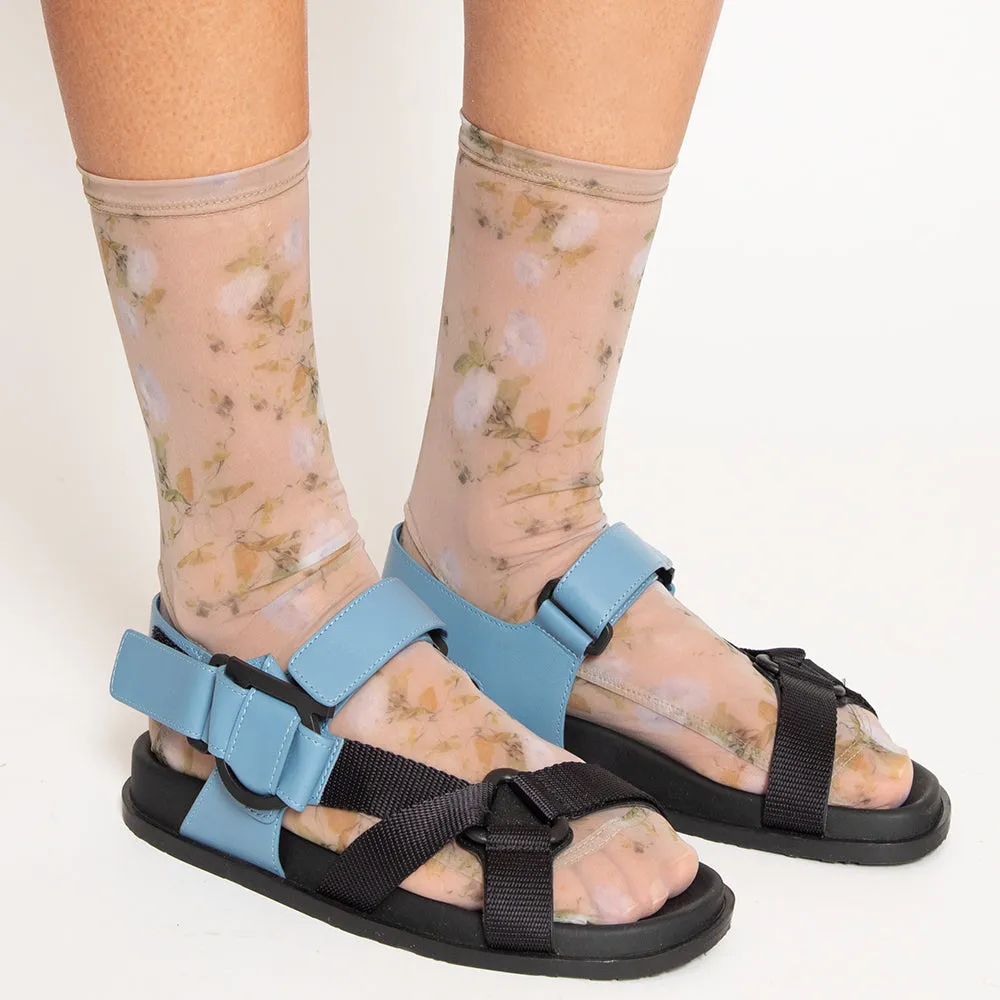 Darner Cream Rosendal Floral Mesh Socks