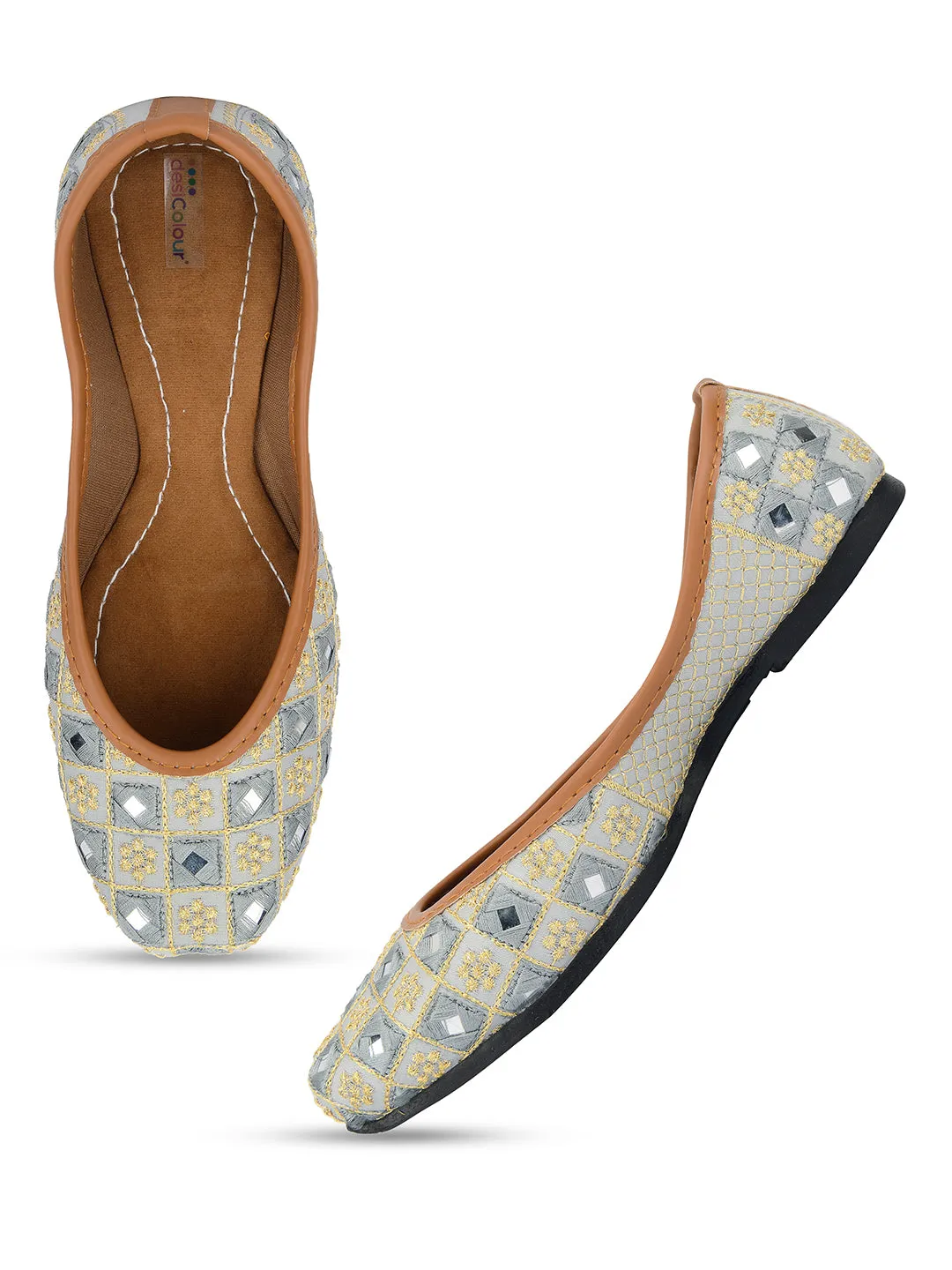 DESI COLOUR Women Purple Ethnic Mojaris Flats