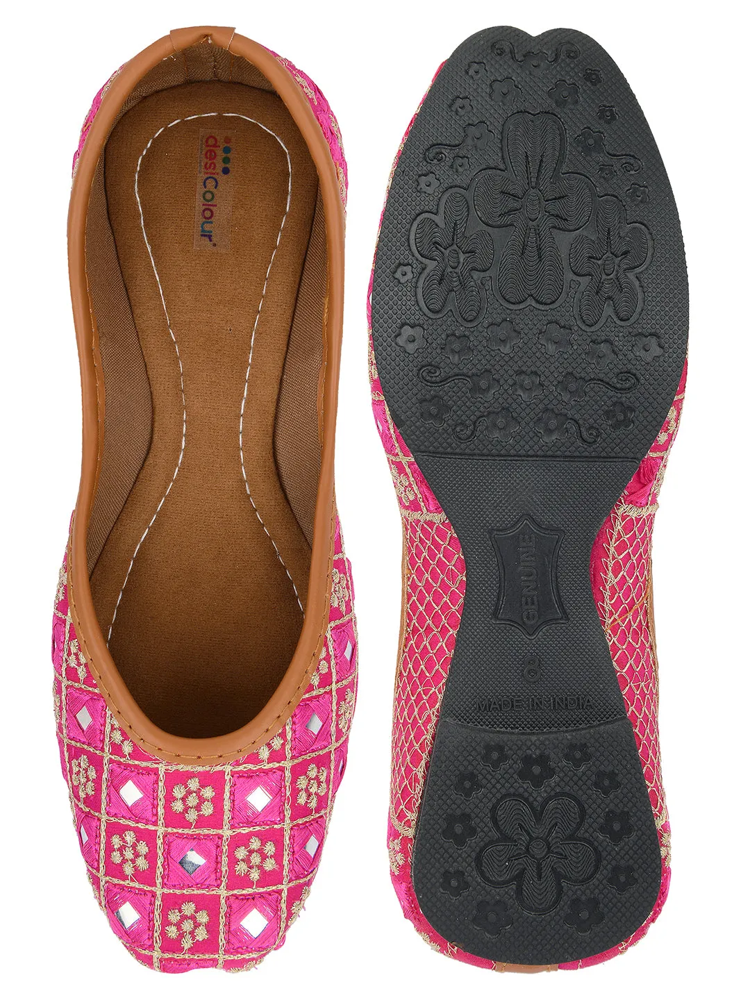 DESI COLOUR Women Purple Ethnic Mojaris Flats