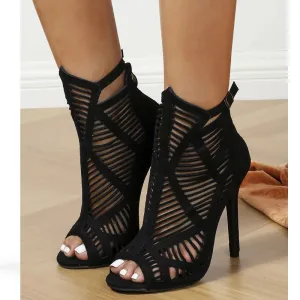 Fashion Light Comfort High Quality Thin Heels Peep Toe Zipper
