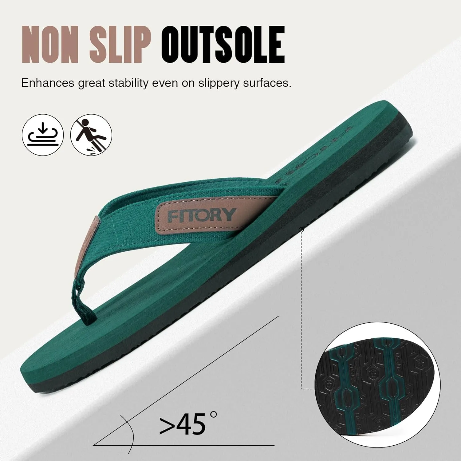 FITORY Men's Flip-Flops, Thongs Sandals Comfort Slippers for Beach