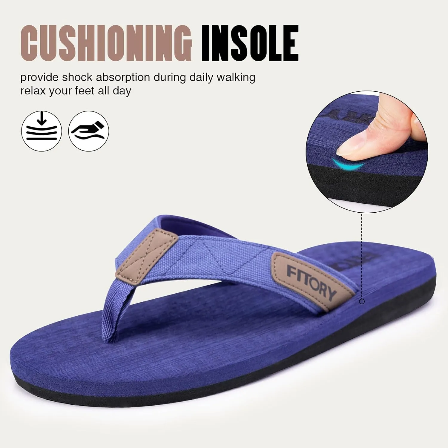 FITORY Men's Flip-Flops, Thongs Sandals Comfort Slippers for Beach