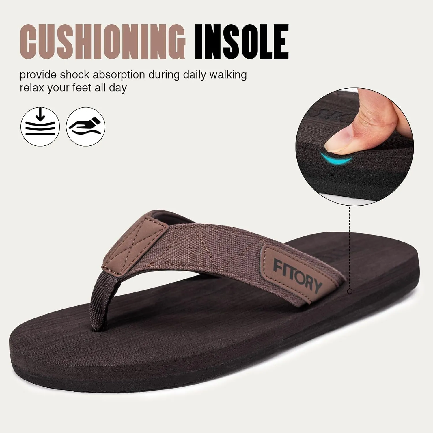 FITORY Men's Flip-Flops, Thongs Sandals Comfort Slippers for Beach