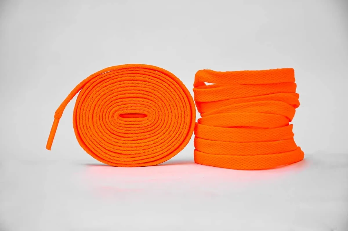 Flat Sneaker Laces- Fluorescent Orange | Jordan laces | AJ1 Laces | Kicks Machine