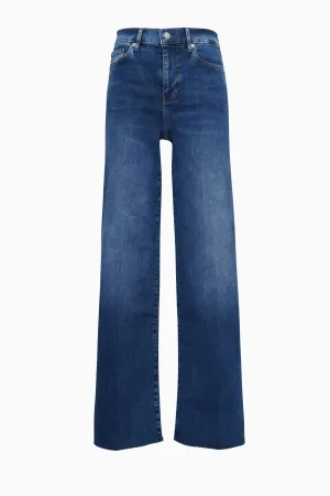 Frame Denim Le Slim Palazzo Raw Fray - Mermaid