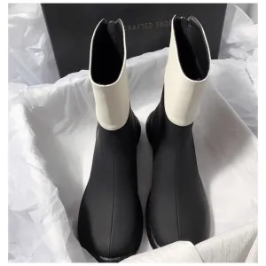 French Style Casual Chunky Heel Short Boots