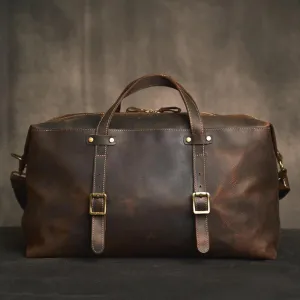 Genuine Leather Vintage Travel Duffle Bag for Men