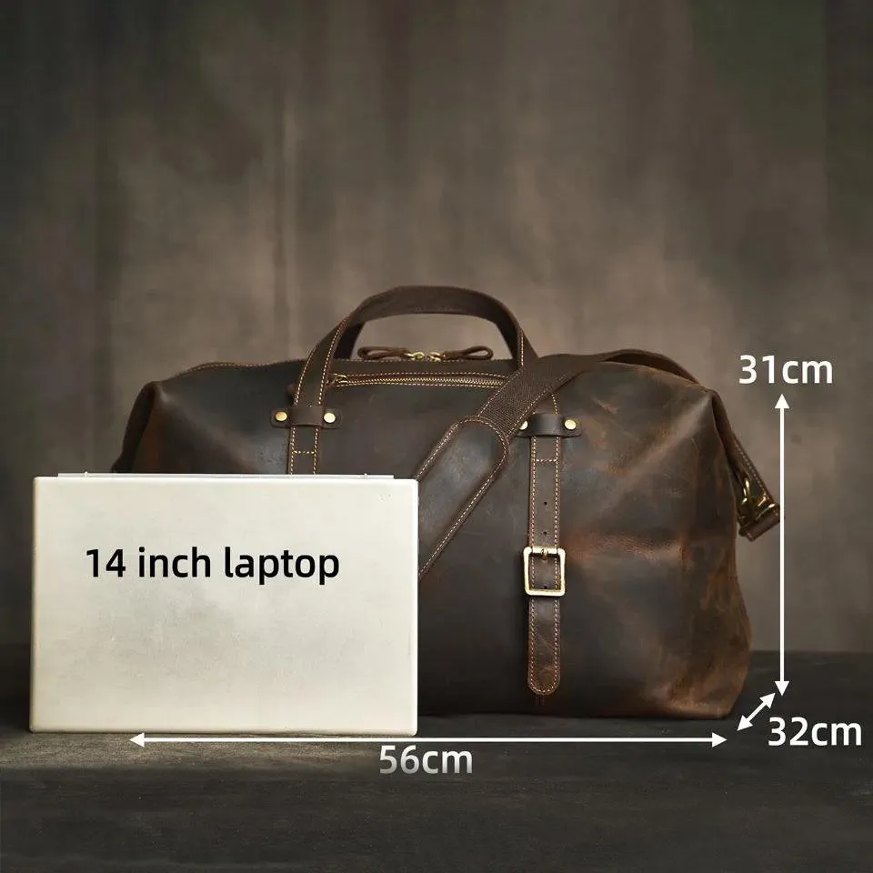 Genuine Leather Vintage Travel Duffle Bag for Men