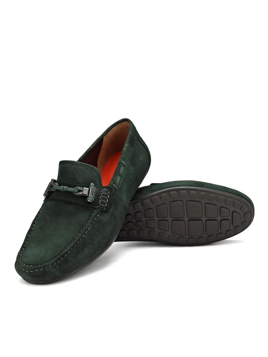 Green Suede Leather Moccasins