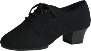 Heeled Sandals for Women Women's Lace Up Mid Low Block Heel Latin Ballroom Dance Shoes Comfort Oxford Jazz Tap Ballet Sandals (Color : Black, Size : 5 UK)