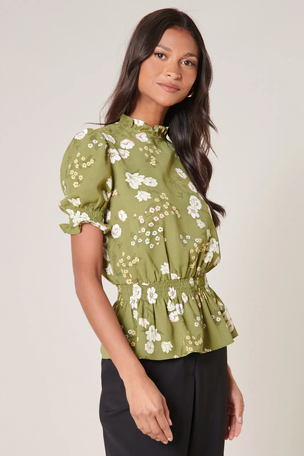 Henrietta Floral Love Quest Mock Neck Blouse