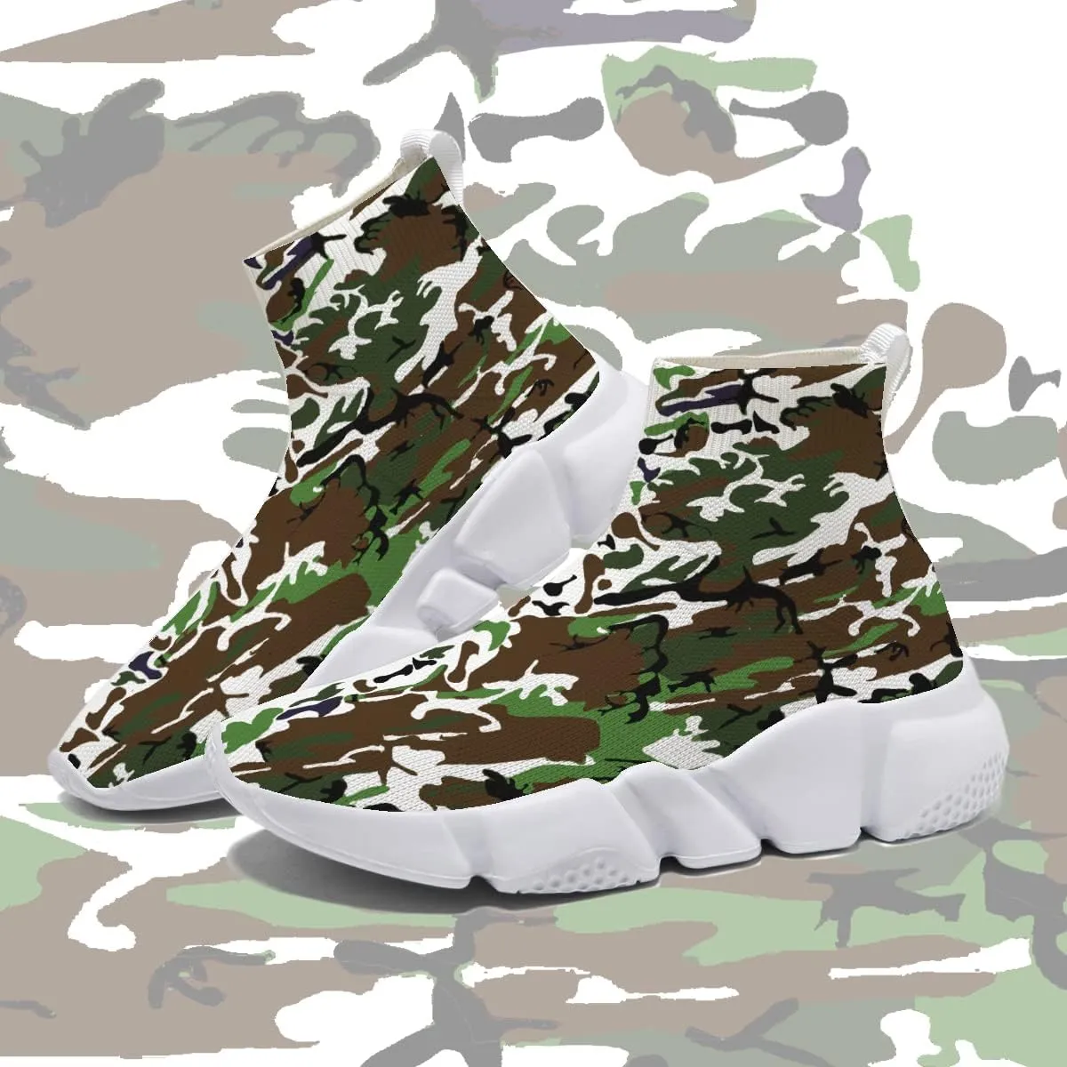 Hetios Men's Camouflage Shoes - Lightweight Breathable Walking Shoes Sock Shoes Workout Casual Running Shoes