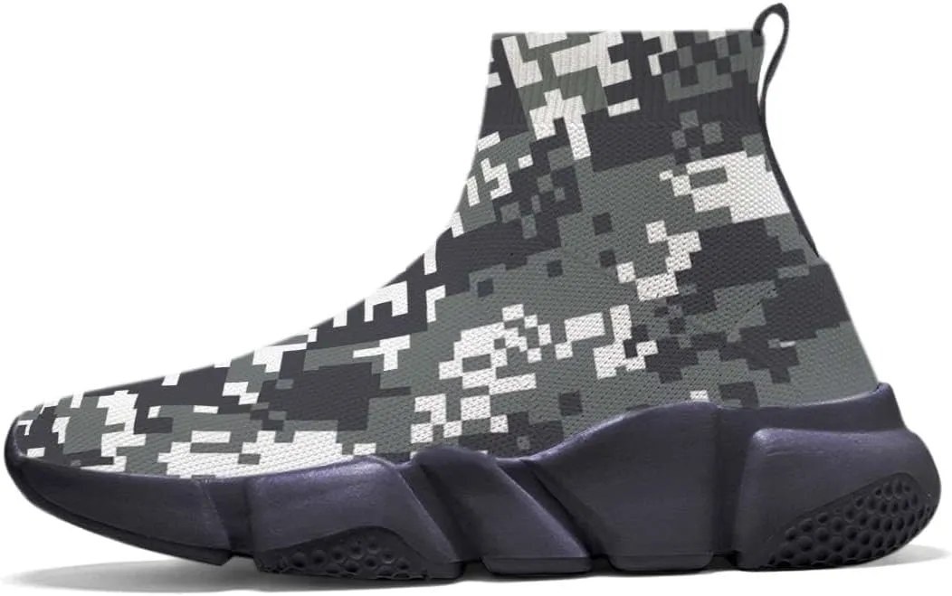 Hetios Men's Camouflage Shoes - Lightweight Breathable Walking Shoes Sock Shoes Workout Casual Running Shoes