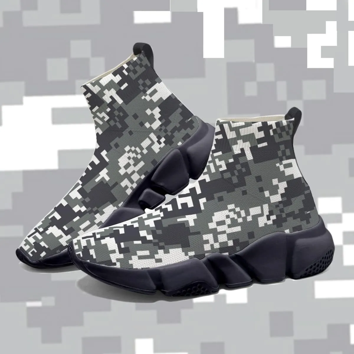Hetios Men's Camouflage Shoes - Lightweight Breathable Walking Shoes Sock Shoes Workout Casual Running Shoes