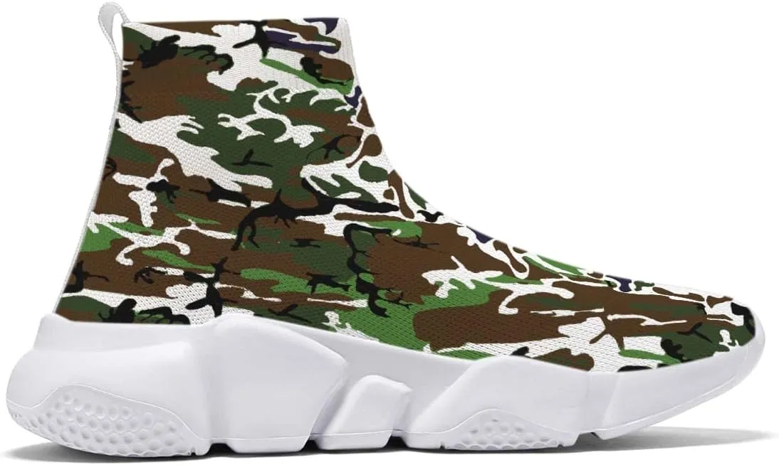 Hetios Men's Camouflage Shoes - Lightweight Breathable Walking Shoes Sock Shoes Workout Casual Running Shoes